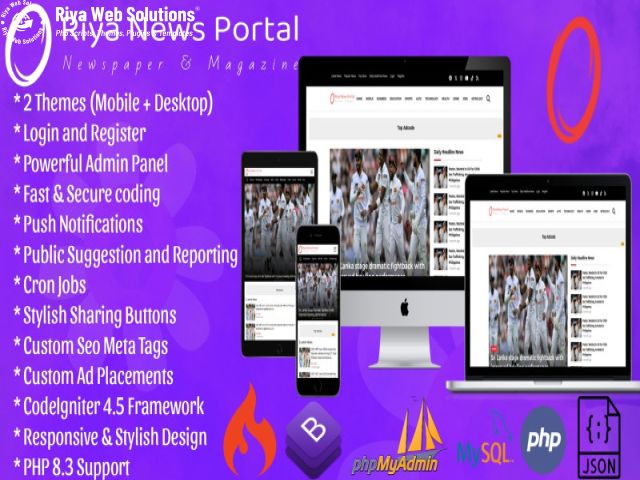 Riya News PHP Script - Newspaper and Magazine Portal with CodeIgniter